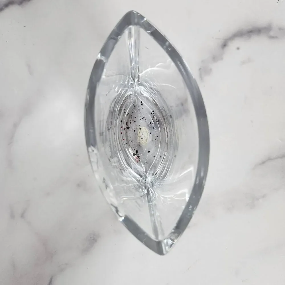 Teleflora lead crystal hummingbird floral clear glass vase Czech Republic short